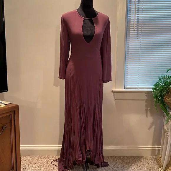 Free People | Dresses | Lavender Long Sleeve Maxi Dress By Free People  Extreme Low Back Keyhole Bust | Poshmark